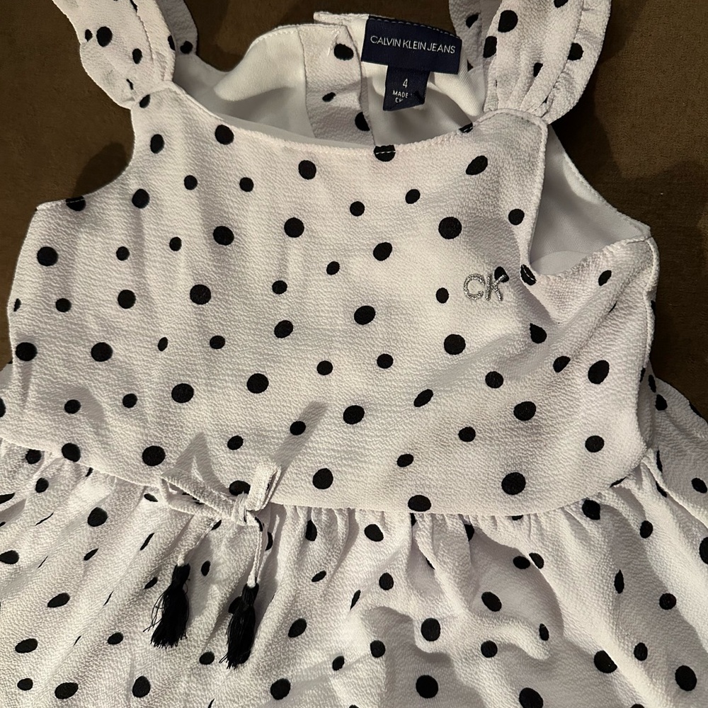 Calvin Klein White and Black Polka Dot Sundress 5/6 NWOT - Picture 2 of 3